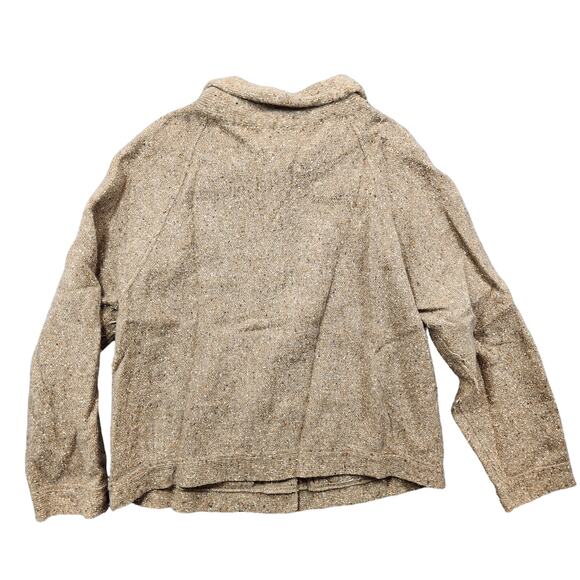 Eileen Fisher Womens Cardigan Sweater XL Tan Wool Angora Silk Granola Collar - Picture 2 of 16